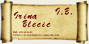 Irina Blečić vizit kartica